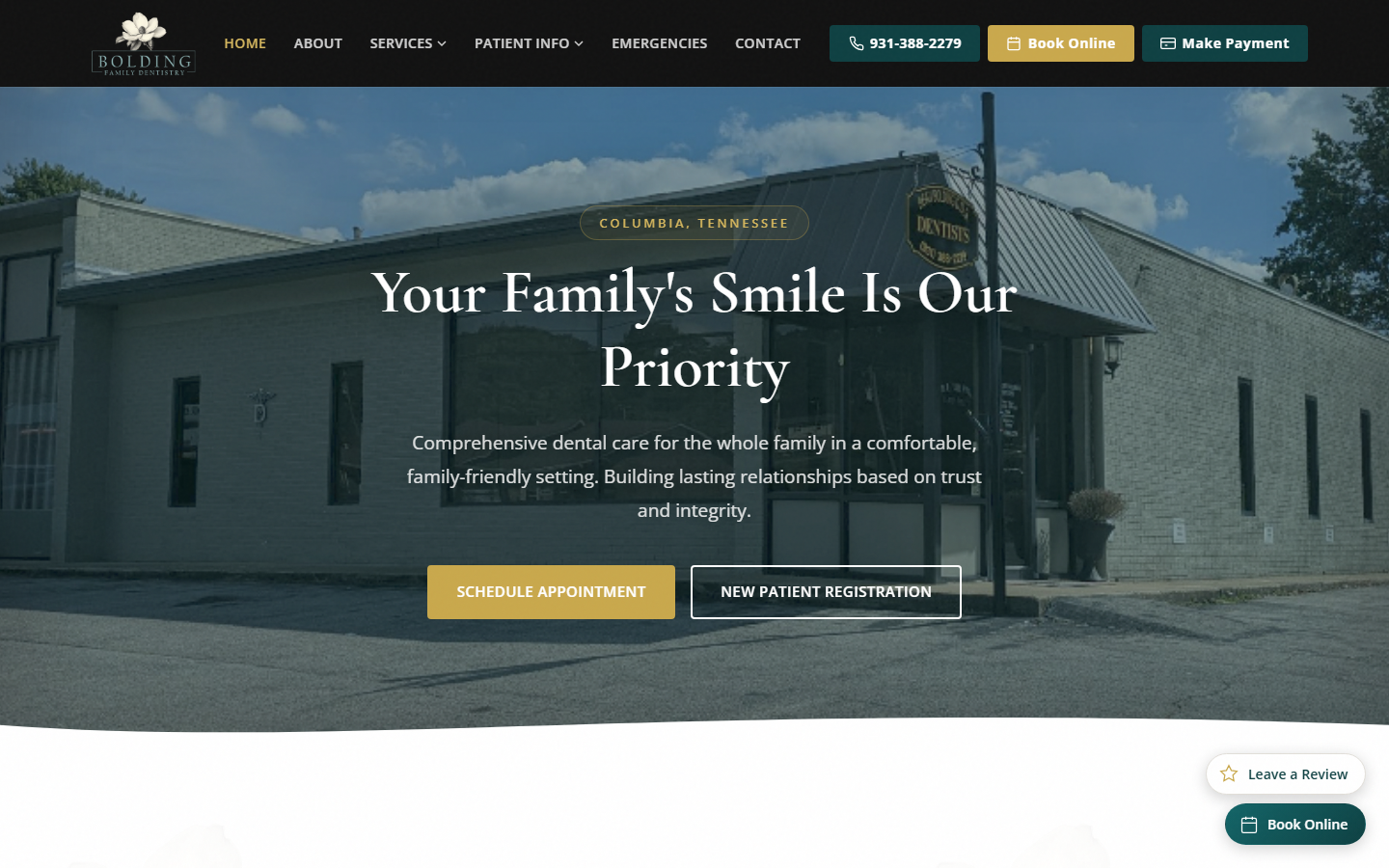 Bolding Family Dentistry homepage
