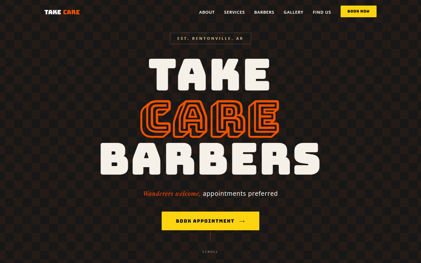 Take Care Barbers homepage