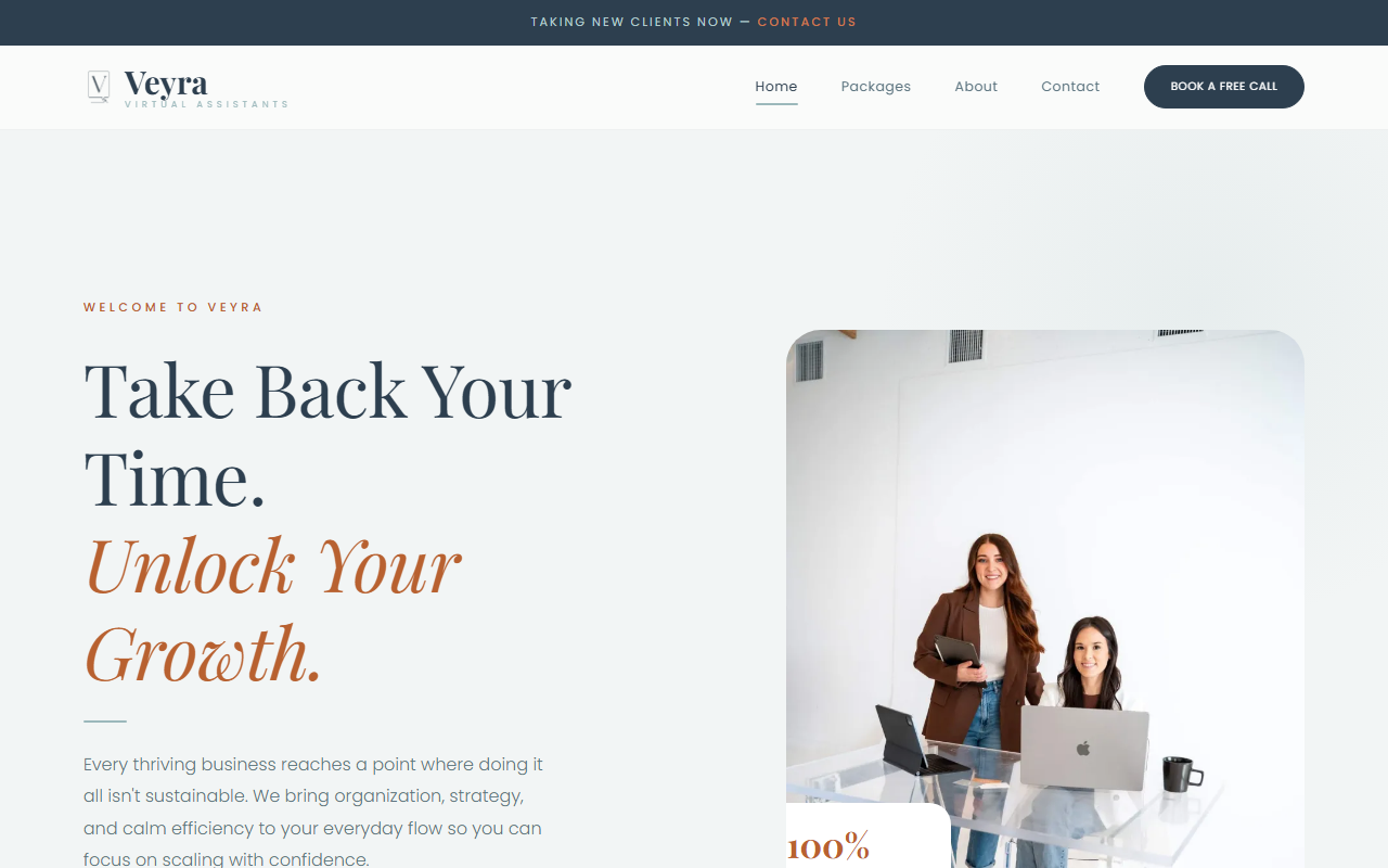 Veyra Virtual Assistants homepage